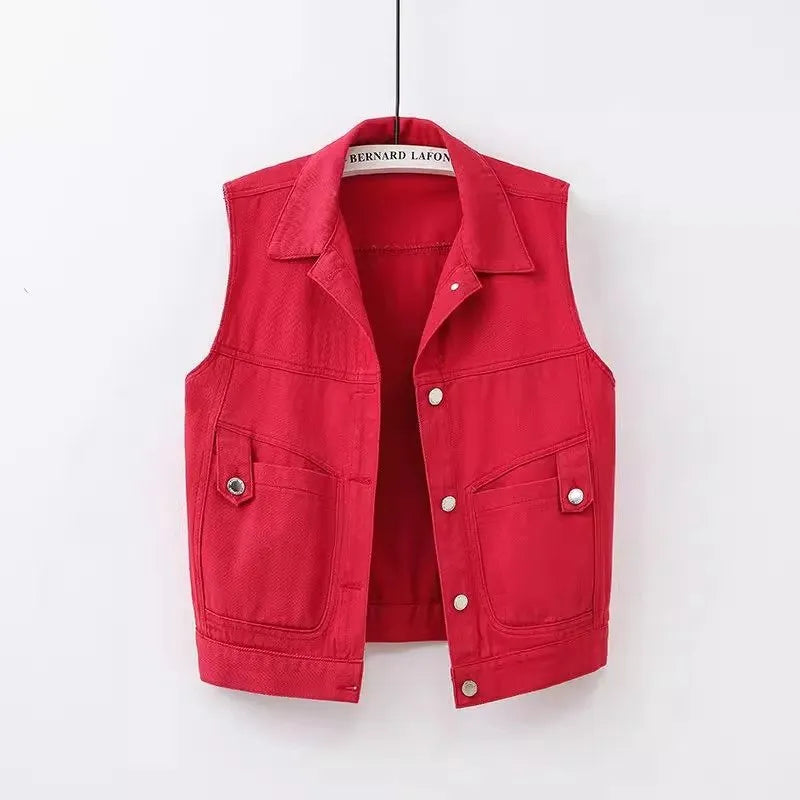 Damesgilet in korte denim lentestijl - Victoria