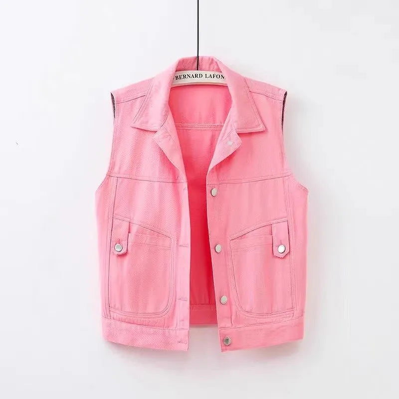 Damesgilet in korte denim lentestijl - Victoria