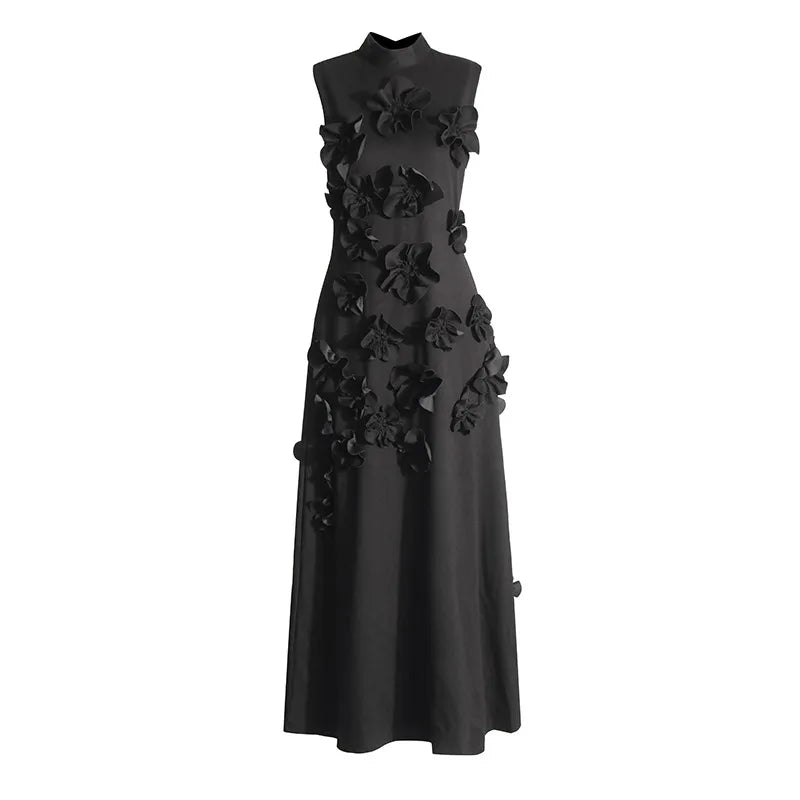 Lena - Lange roze jurk met bloemen