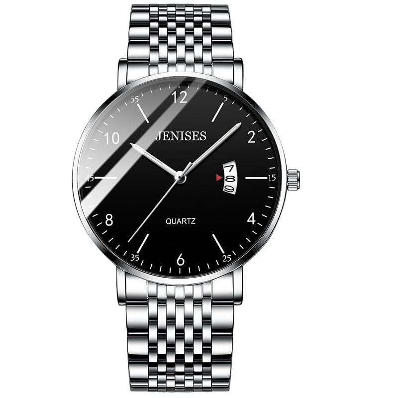 Horloge van roestvrij staal voor heren met genummerde wijzerplaat