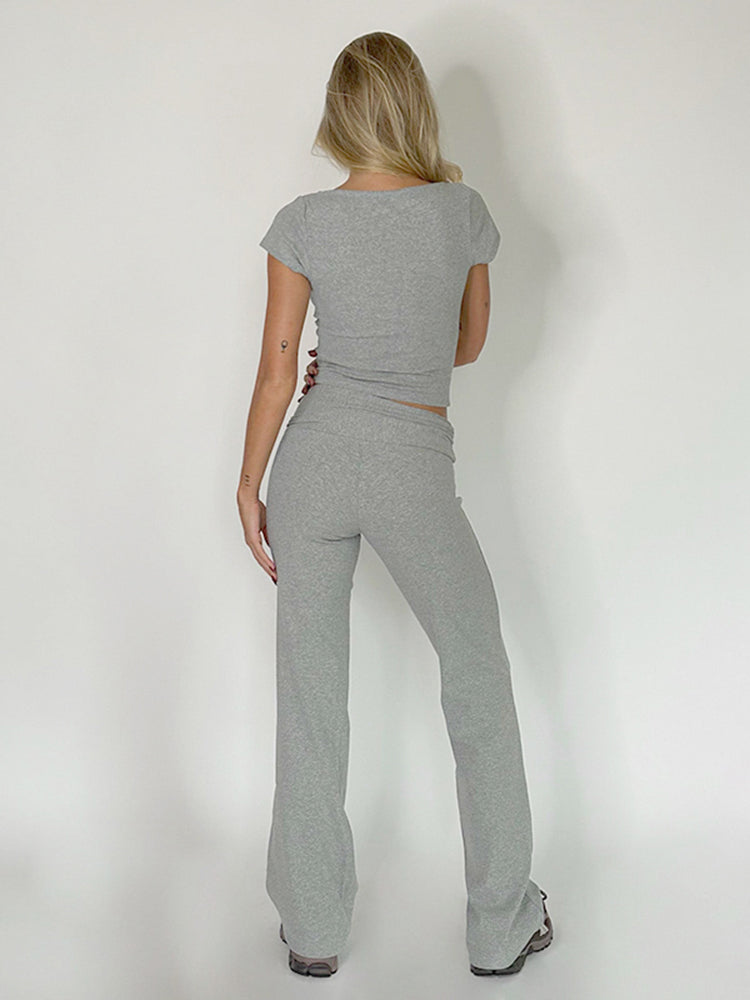 Fanny - Tweedelige set met V-hals en effen broek