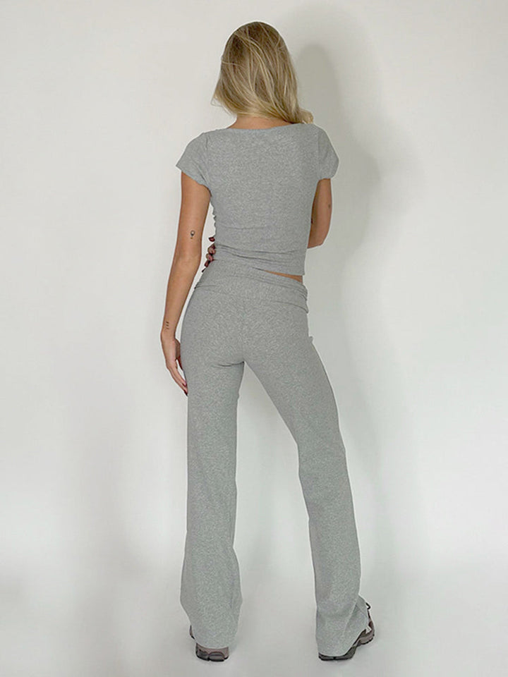 Fanny - Tweedelige set met V-hals en effen broek