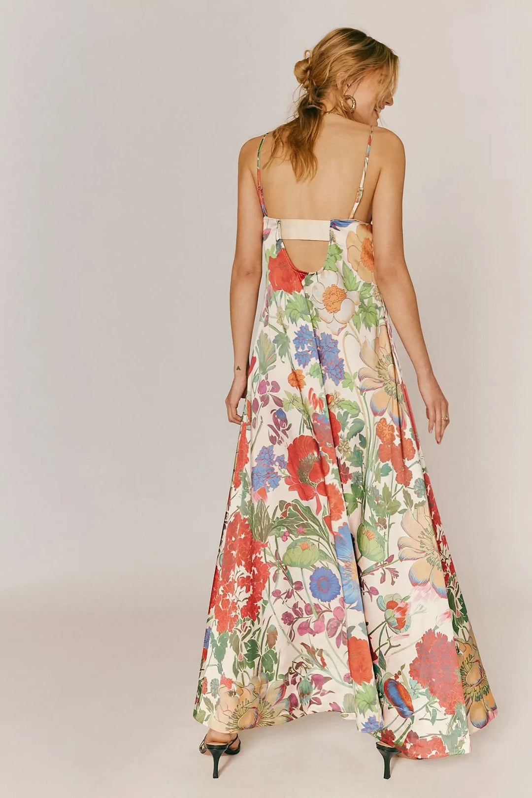 Lange damesjurk met bloemenprint hoge taille A-lijn - Althea