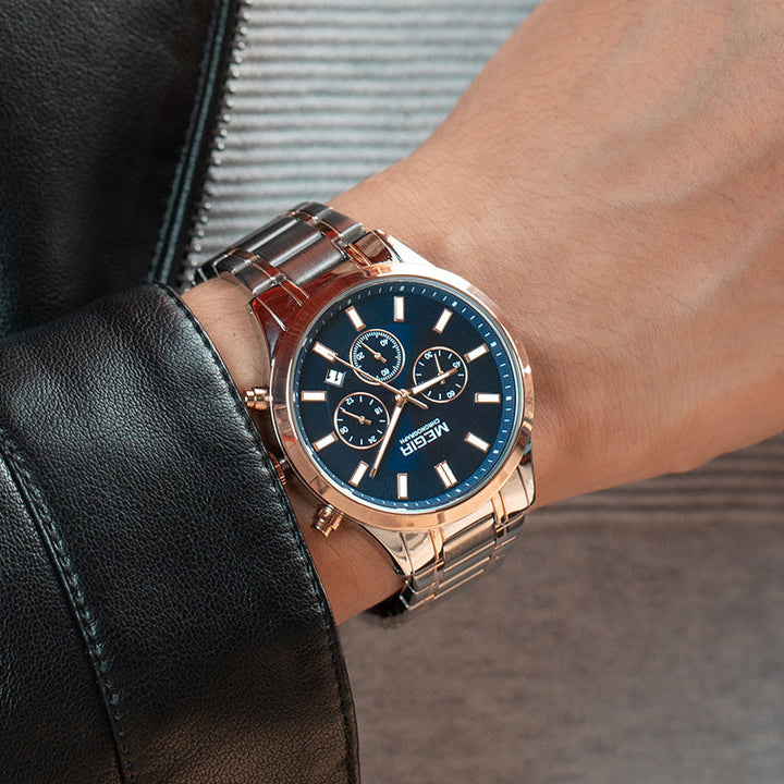 Roestvrijstalen herenhorloge met chronograaf