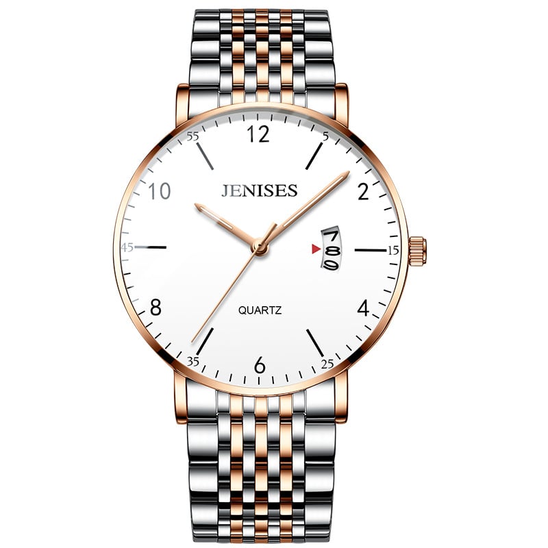 Horloge van roestvrij staal voor heren met genummerde wijzerplaat