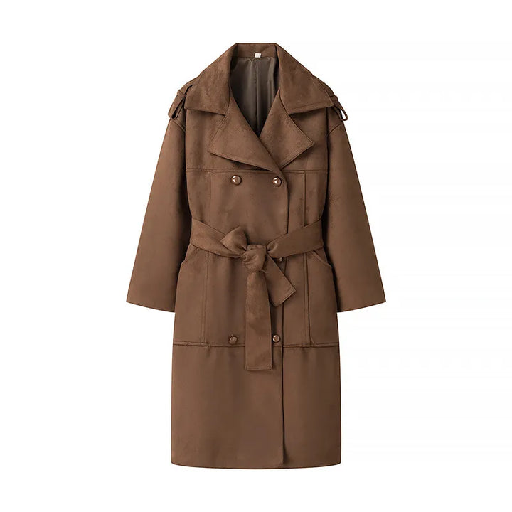 Trenchcoat met dubbele borst en fluwelen revers - Alana