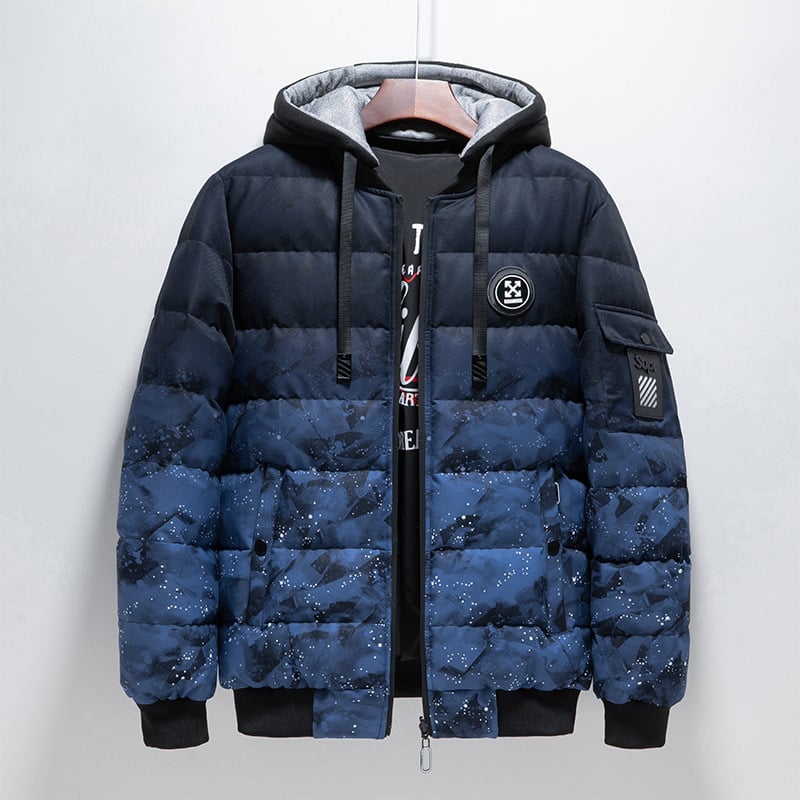 Gewatteerd herenjack met urban design - Kaien