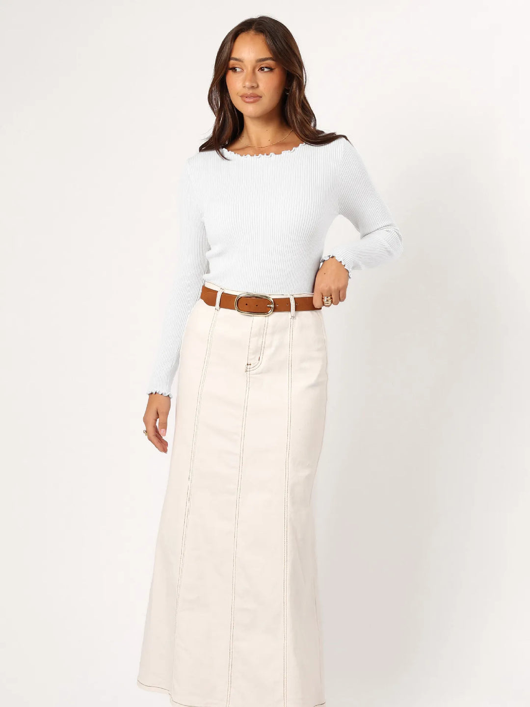 Damestop met lange mouwen en ronde hals - Leni