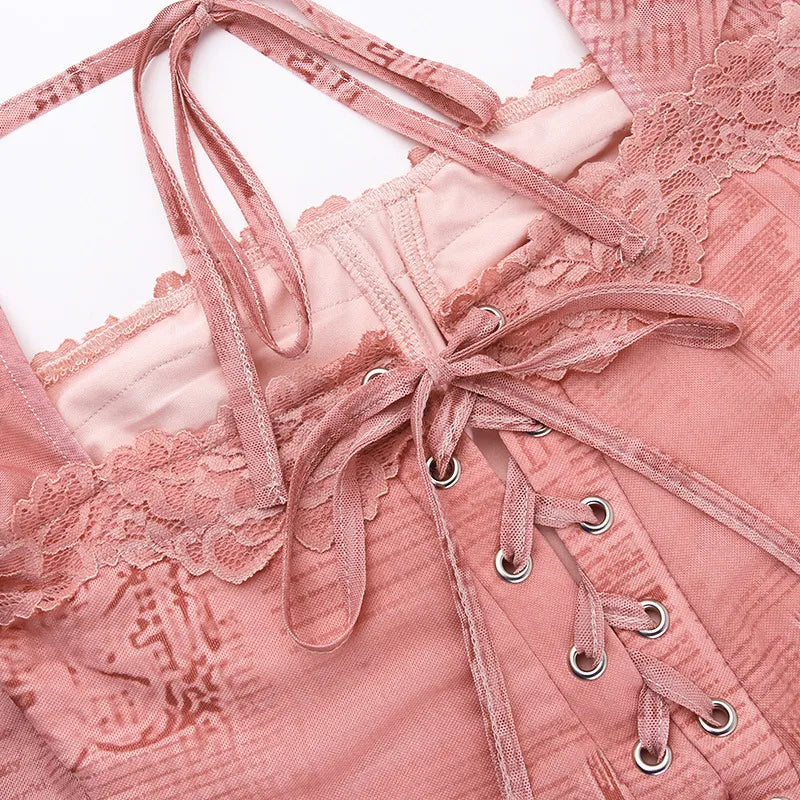 Gala - Chique roze kanten lange jurk