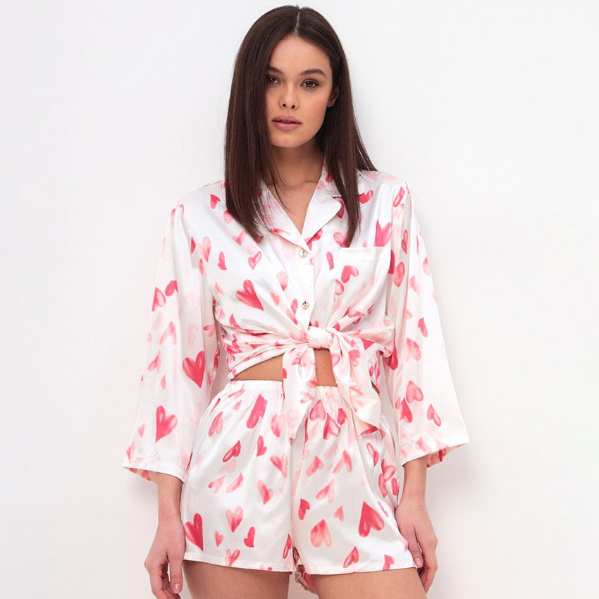 Gebreide damesset hartjesprint - Leja