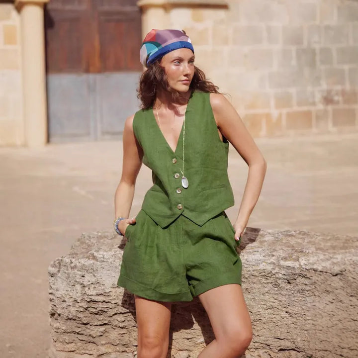 Selene - Set van groen katoen en linnen