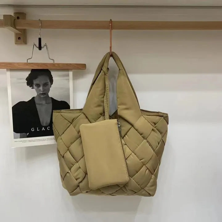 Gewatteerde canvas shopper tas voor dames - Sara