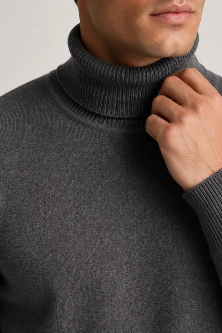 Slim-fit herentrui met col en effen breisel - Caspar