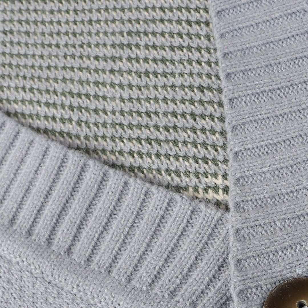 Gebreid herenvest met knoopsluiting en grafisch ontwerp - Thomas