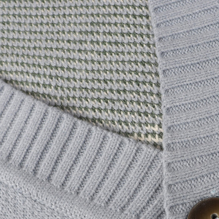 Gebreid herenvest met knoopsluiting en grafisch ontwerp - Thomas