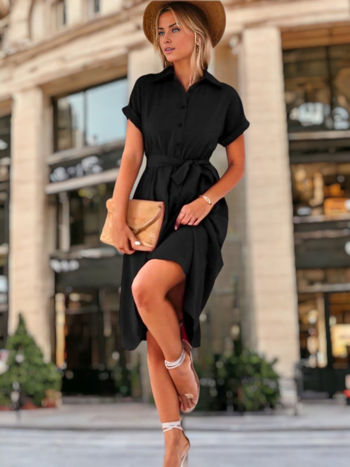 Hannah - Klassieke jurk met vrouwelijke en comfortabele kraag