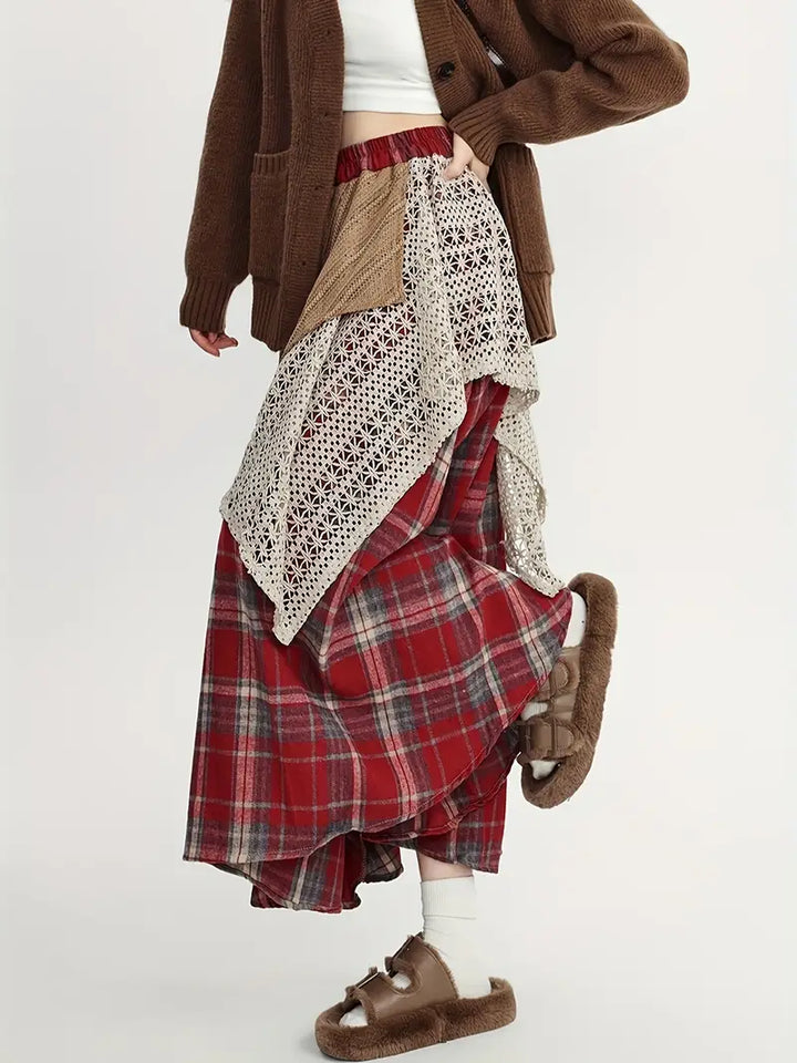 Asymmetrische lange trapeze rok, elegant en modern, perfect voor een trendy, vrouwelijke look