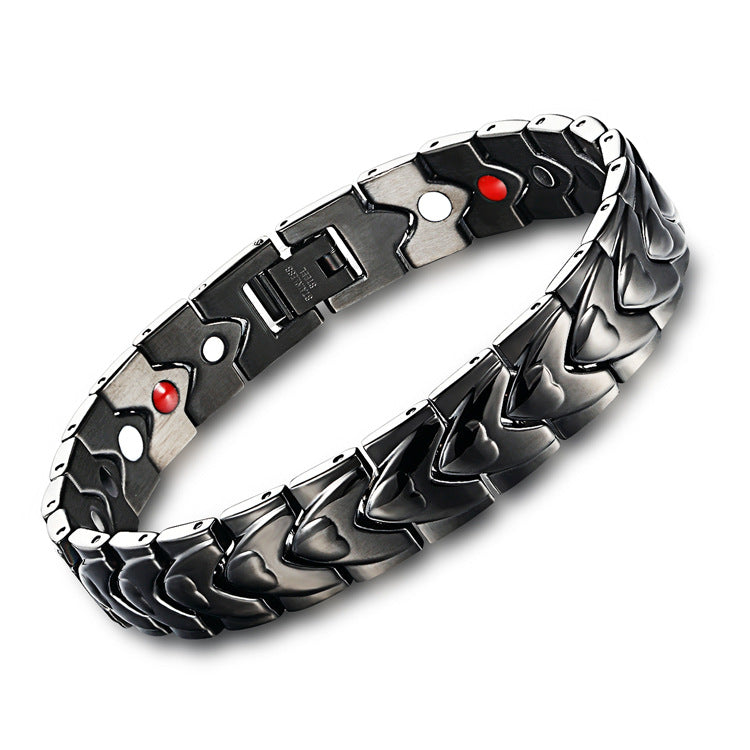 Roestvrijstalen armband titanium met magneten hart ontwerp - Kronos