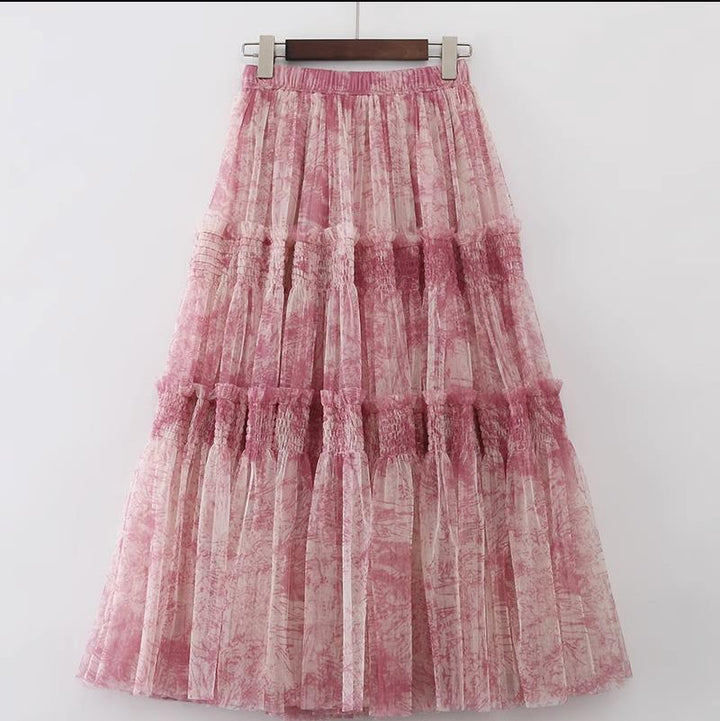 Vloeiende rok met print voor dames, elastische taille en wijde snit - Sabrina