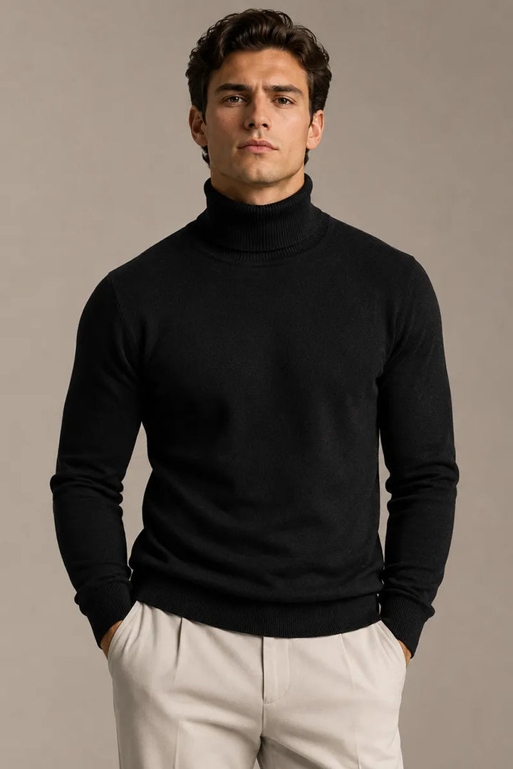 Slim-fit herentrui met col en effen breisel - Caspar