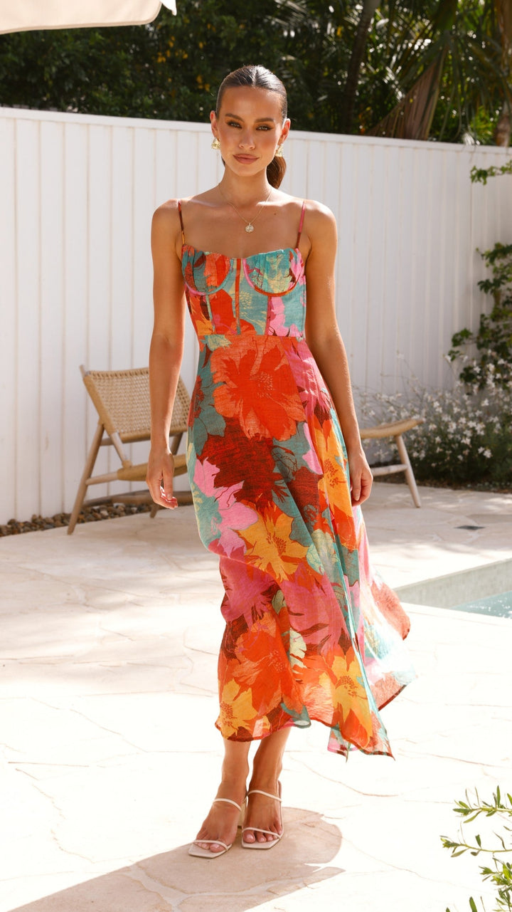 Lange jurk met bloemenprint voor dames - Elda