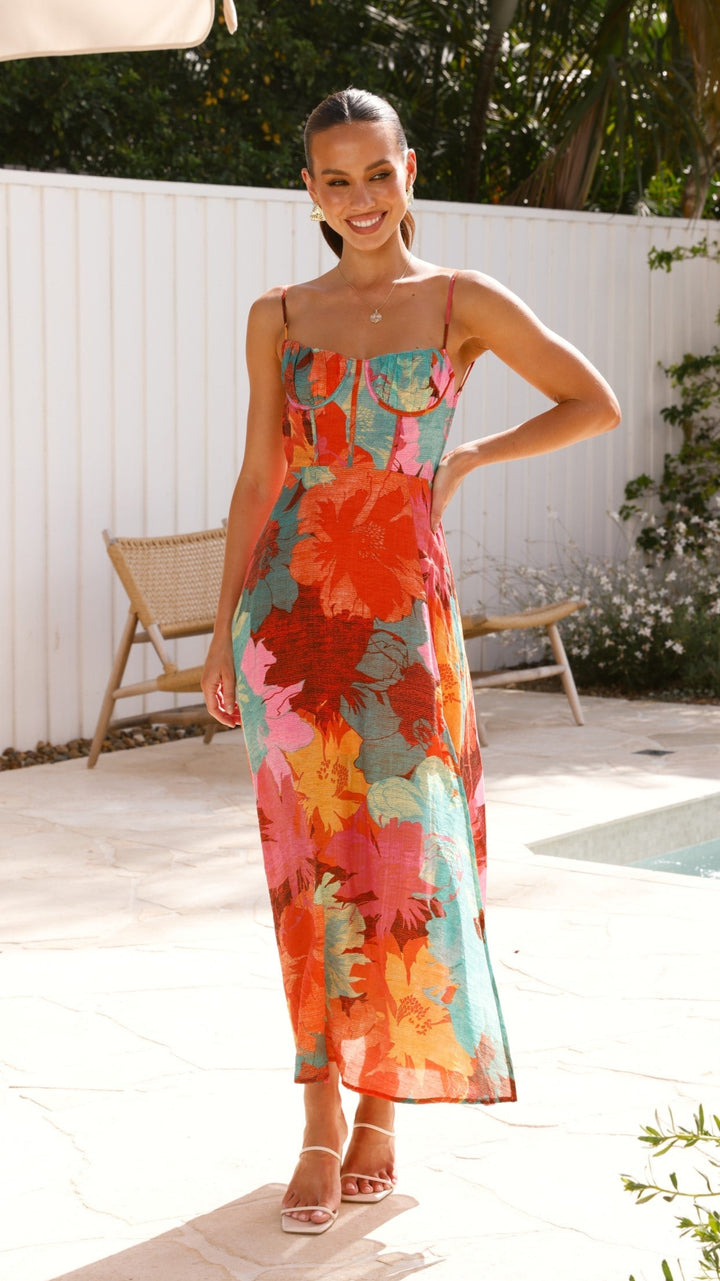 Lange jurk met bloemenprint voor dames - Elda