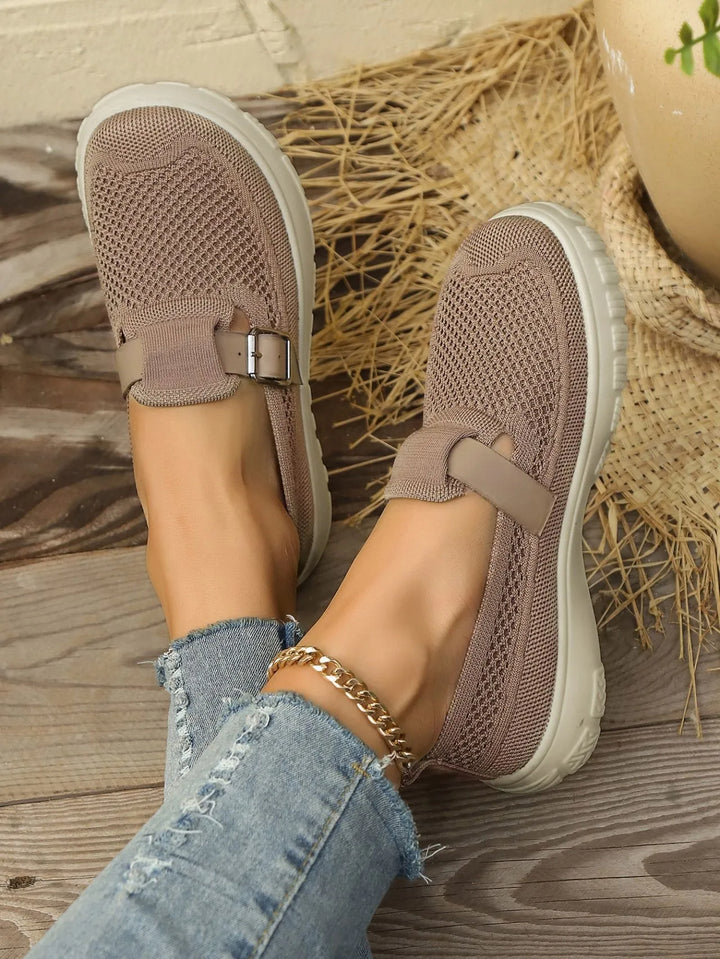 Ademende mocassins voor dames met gesp aan de zijkant en flexibele zool - Élise