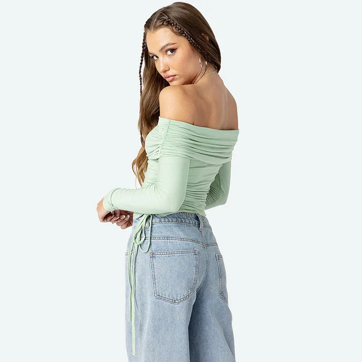 Damestop met lange mouwen en off-the-shoulder mouwen - Sophia