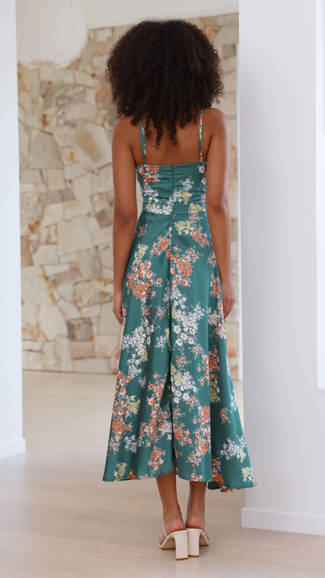 Midi-jurk met bloemenprint en geknoopte halslijn voor dames - Loisa