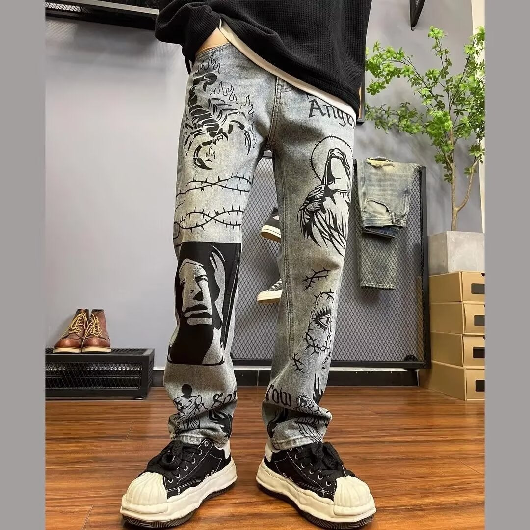 Rechte jeans met grafische print - Halvard