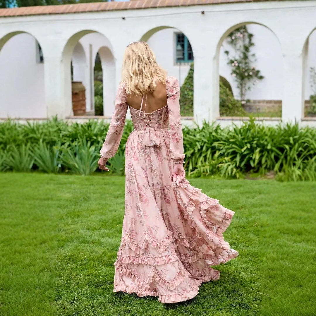 Isis - Strappy Strapless Bloemenprint Jurk Uniek