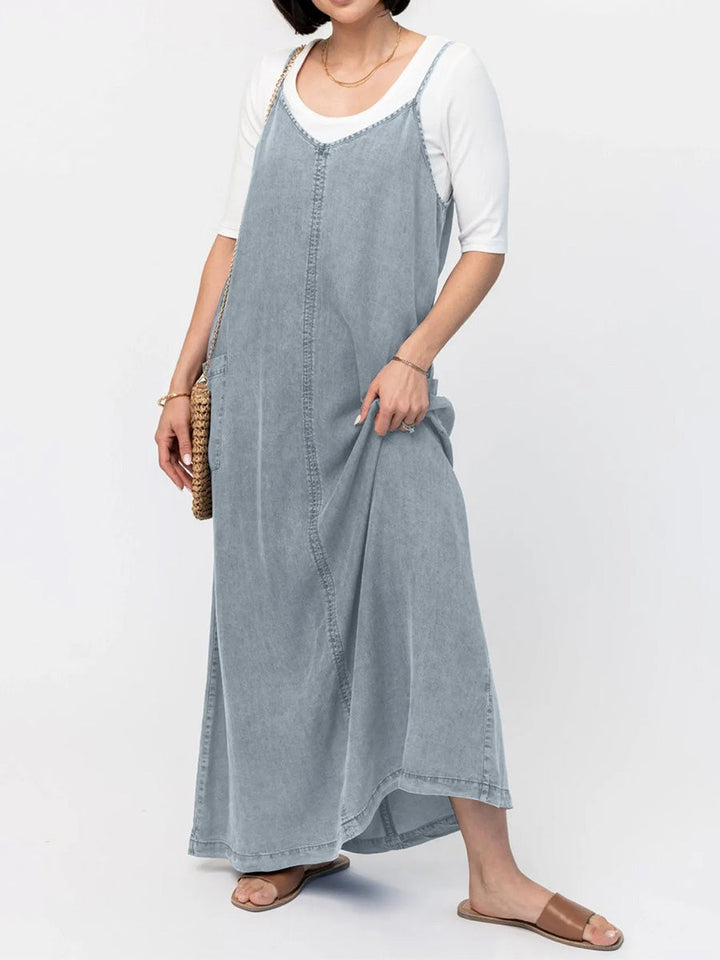 Vintage geïnspireerde losvallende denim maxi jurk - Vera