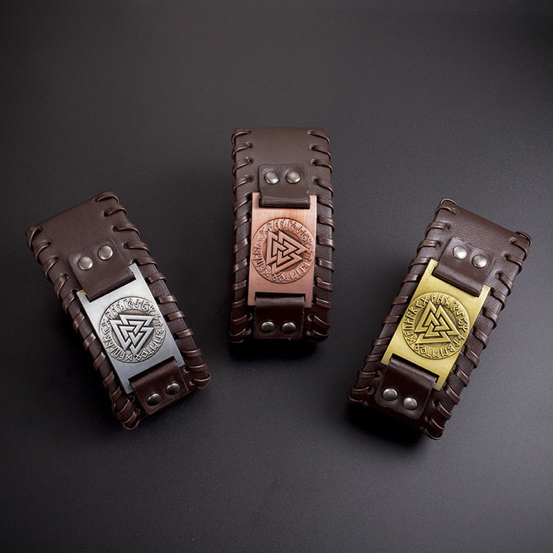 Viking Leren Armband Man - Leif