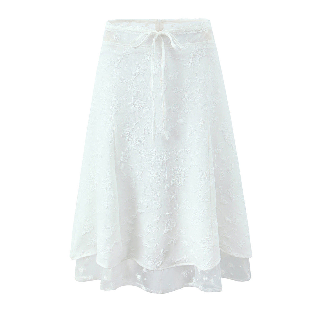 Damesset met strapless top en midirok met kant - Lurea