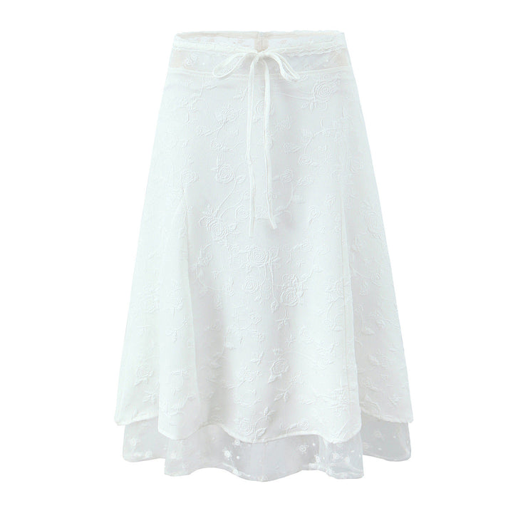 Damesset met strapless top en midirok met kant - Lurea