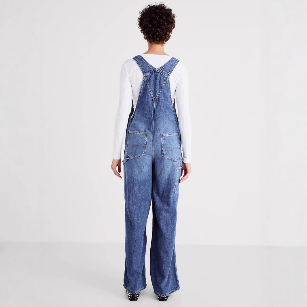 Damesjumpsuit in denim met wijde rechte snit - Shirley