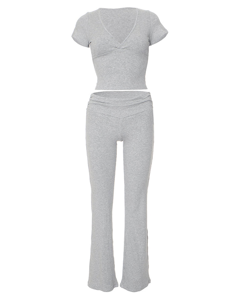 Fanny - Tweedelige set met V-hals en effen broek