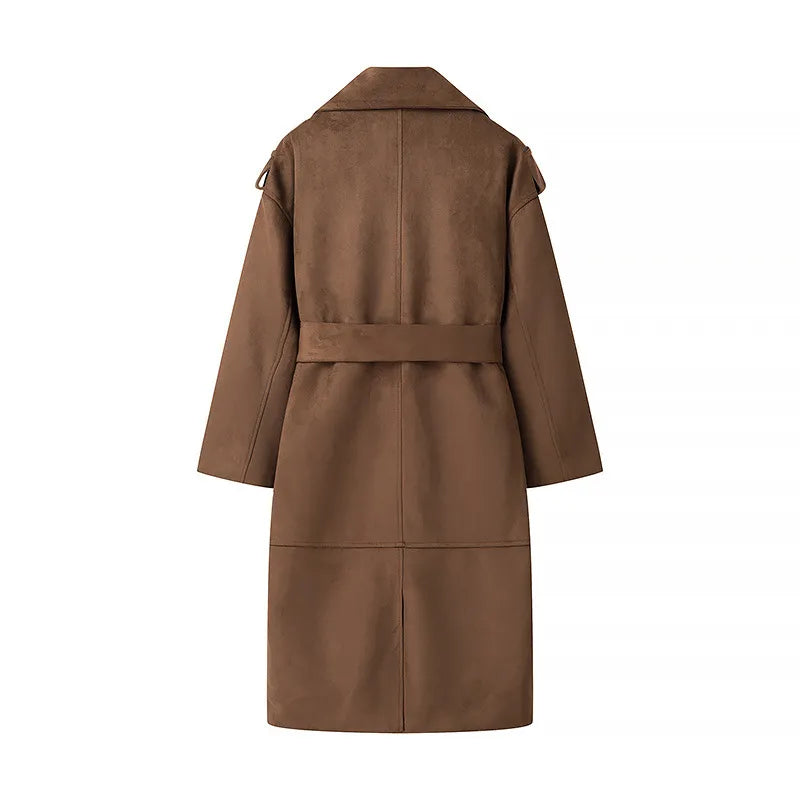 Trenchcoat met dubbele borst en fluwelen revers - Alana