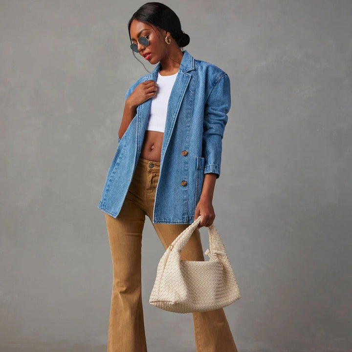 Blazerjasje in gewassen denim voor dames - Yalina