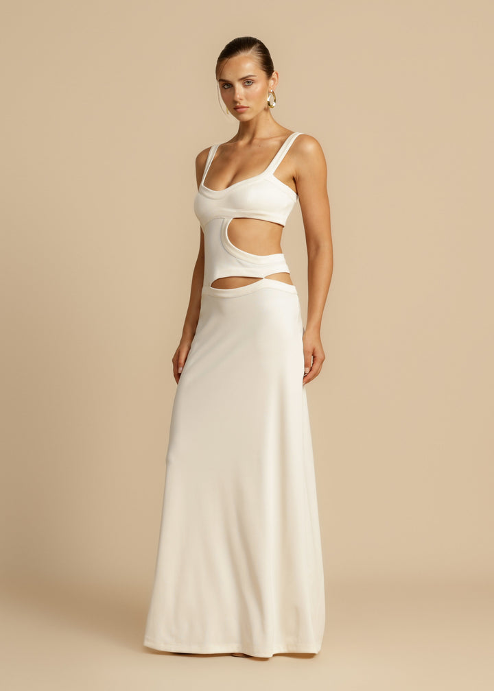 Nora - Modieuze nauwsluitende witte jurk