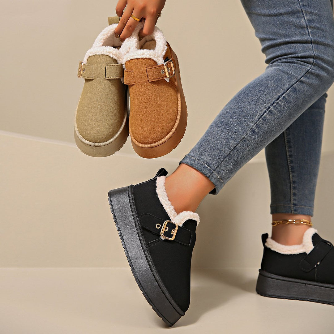 Dames enkellaarsjes met suède-effect en gesp - Nidia