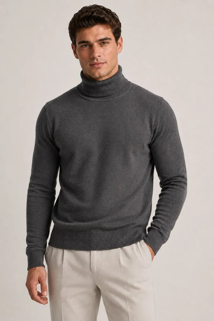 Slim-fit herentrui met col en effen breisel - Caspar