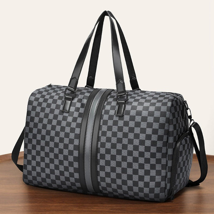 Geruite heren reistas met dubbel verstevigd handvat - Mauro