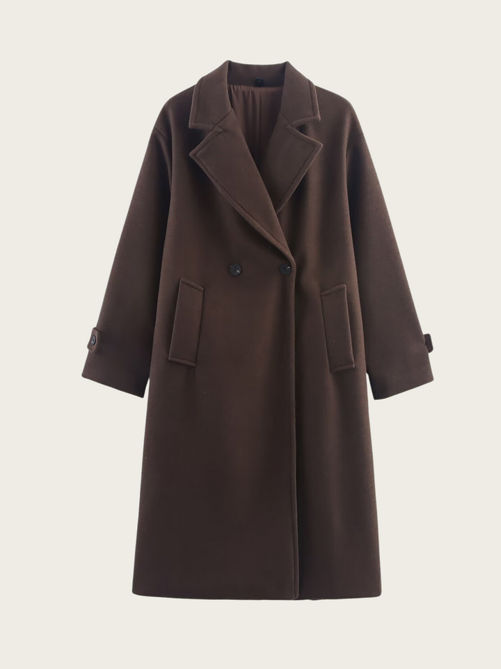 Lange damesjas met klassieke revers - Aleida