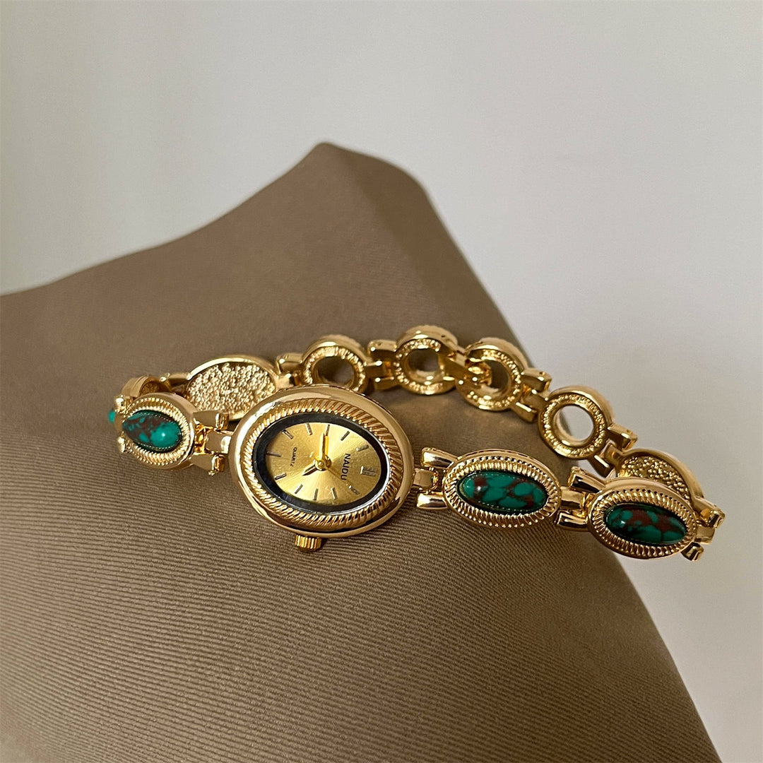 Damesjuwelen armbandhorloge met ovaal detail - Alviera