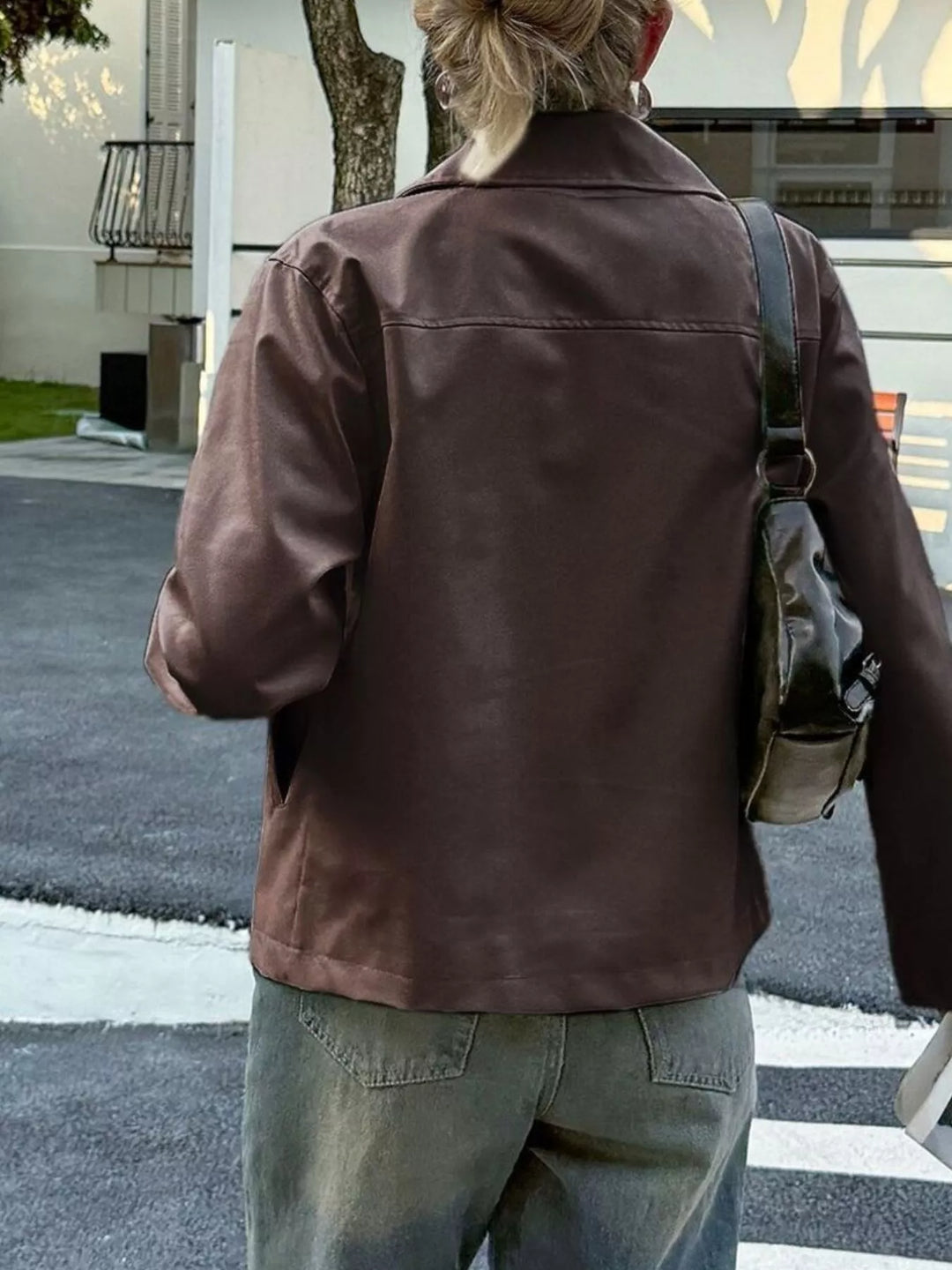 Damesjack met leereffect en ritssluiting - Kendra