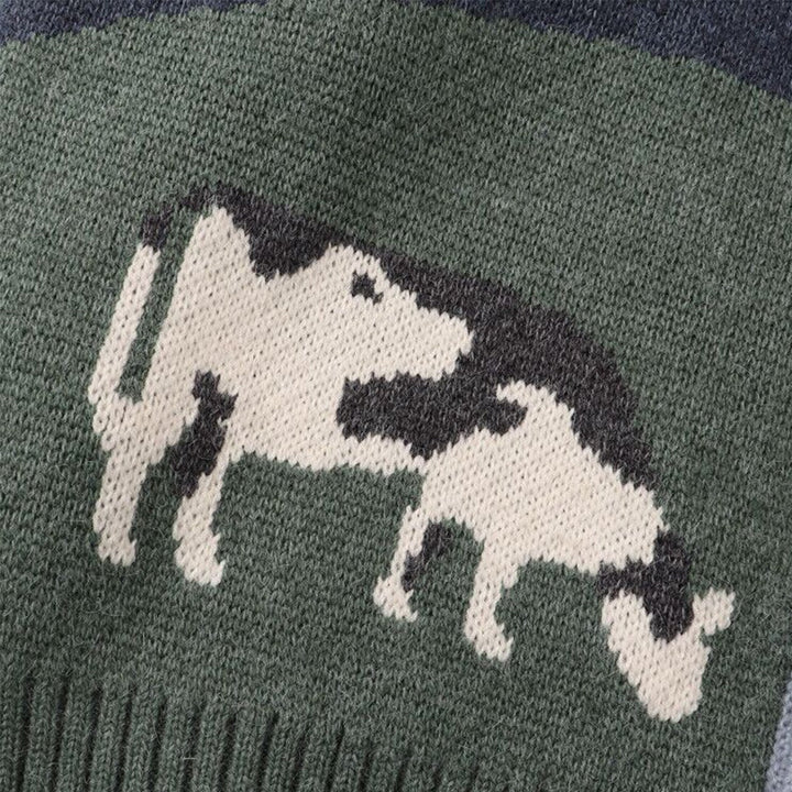 Gebreid herenvest met knoopsluiting en grafisch ontwerp - Thomas