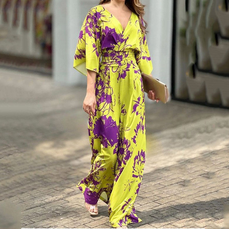 Damesjumpsuit met hoge taille en bloemenprint - Hannelore