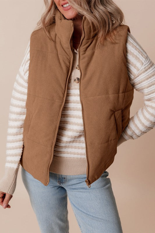 Gewatteerd corduroy gilet voor dames - Norayne