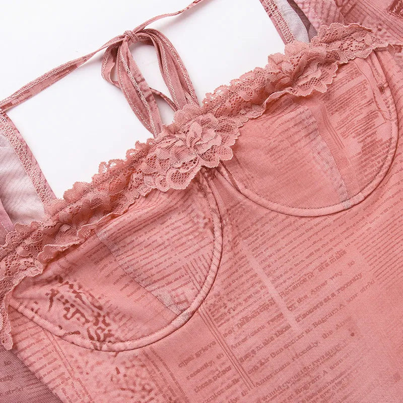 Gala - Chique roze kanten lange jurk